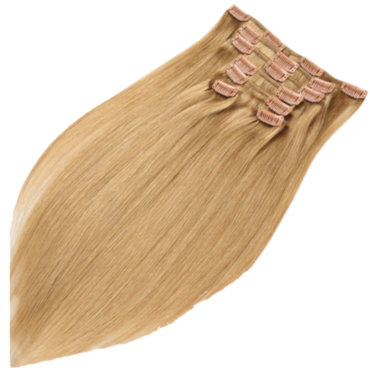 20 inch clip in human hair extensions with 8 pieces and 17 clips.