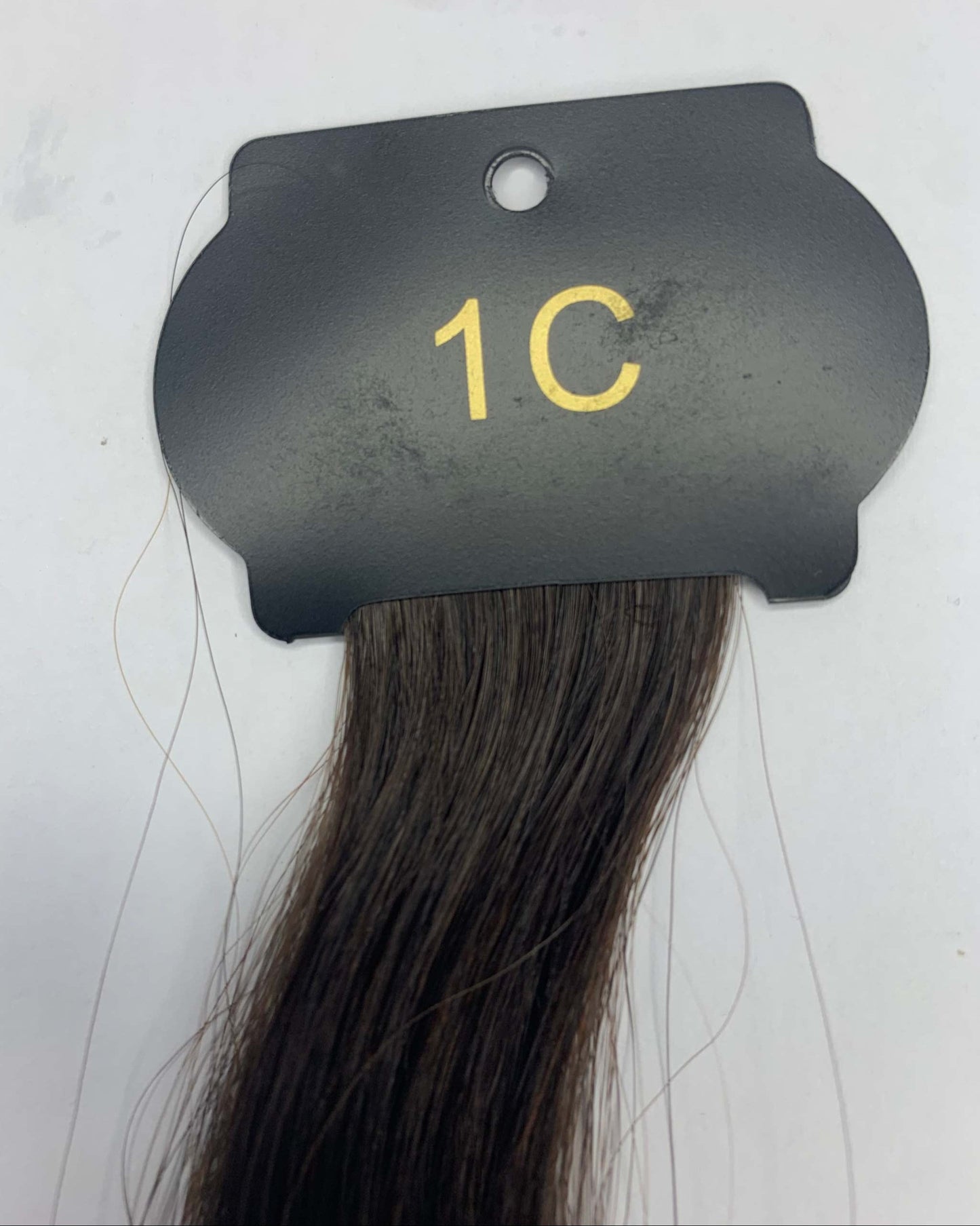 6D hair extensions, 26-inch length, color 1C, human hair strand.
