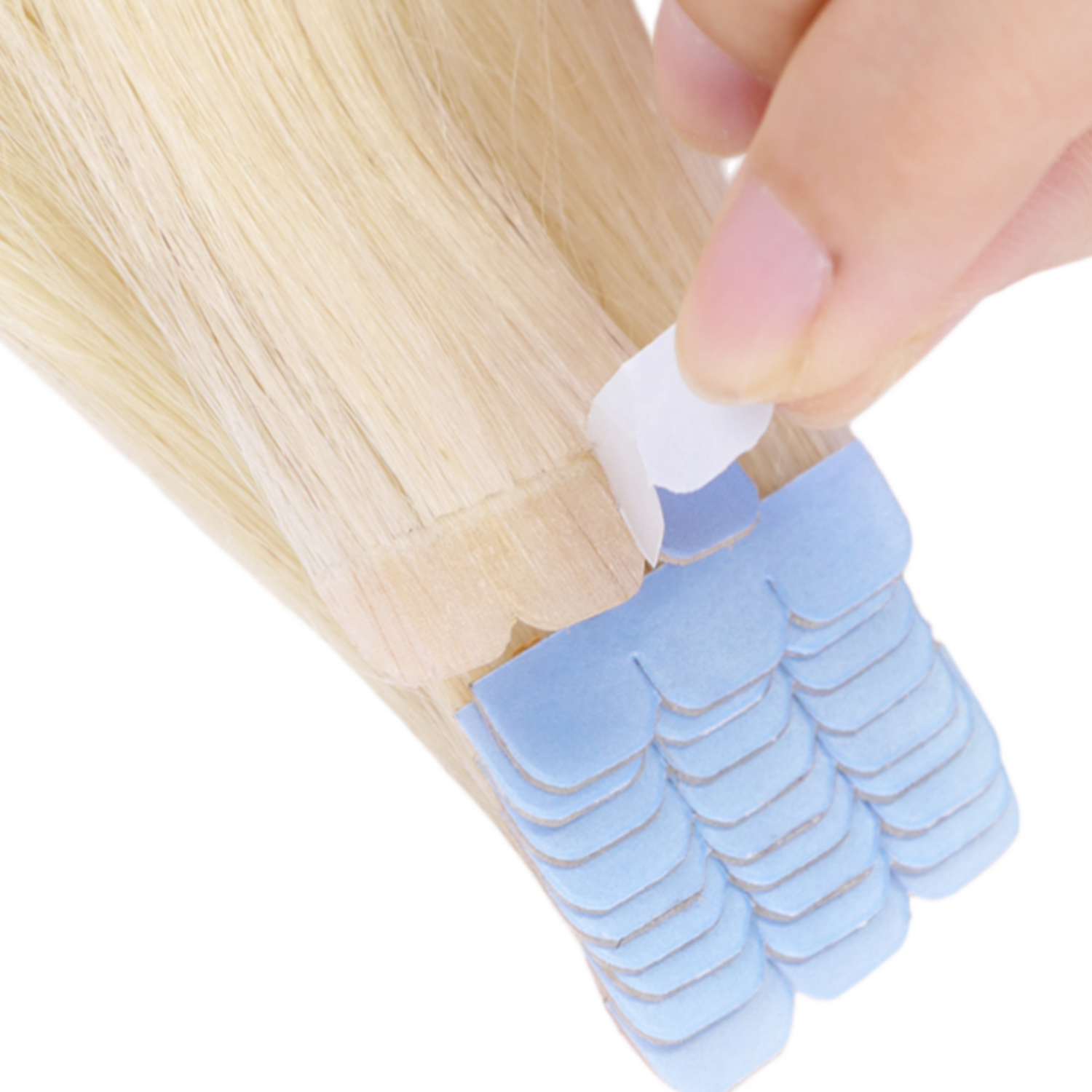 18-inch mini tape in hair extensions for natural, discreet hair volume and length.